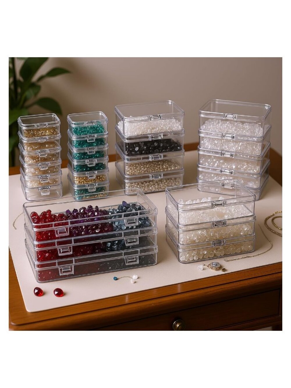 24pc Clear Plastic Organizer Boxes Rectangular Storage Containers - Picture 6 of 7
